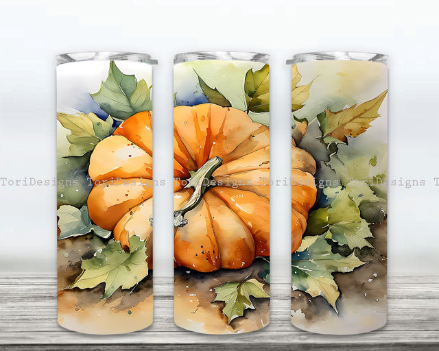 Pumpkin Tumbler Wrap, Pumpkin Tumbler Png, Fall Pumpkin Tumbler, Fall 20 oz Skinny Tumbler, Fall Tumbler Wrap, Autumn Tumbler Sublimation Design Sublimation ToriDesigns 