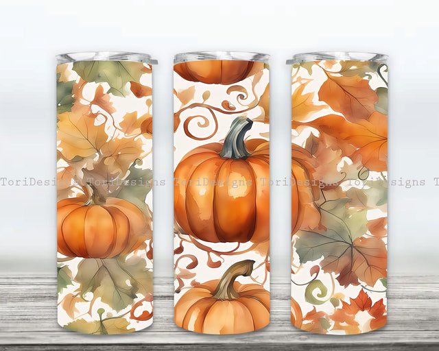 Pumpkin Tumbler Wrap, Pumpkin Tumbler Png, Fall Pumpkin Tumbler, Fall 20 oz Skinny Tumbler, Fall Tumbler Wrap, Autumn Tumbler Sublimation Design Sublimation ToriDesigns 