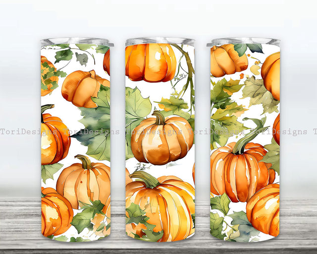 Pumpkin Tumbler Wrap, Pumpkin Tumbler Png, Fall Pumpkin Tumbler, Fall 20 oz Skinny Tumbler, Fall Tumbler Wrap, Autumn Tumbler Sublimation Design Sublimation ToriDesigns 