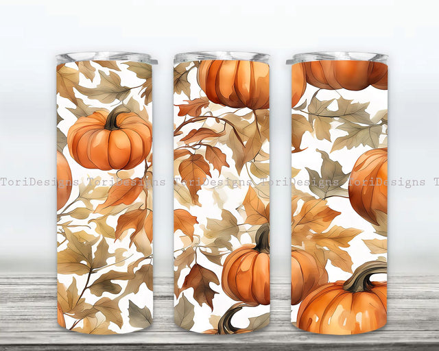 Pumpkin Tumbler Wrap, Pumpkin Tumbler Png, Fall Pumpkin Tumbler, Fall 20 oz Skinny Tumbler, Fall Tumbler Wrap, Autumn Tumbler Sublimation Design Sublimation ToriDesigns 
