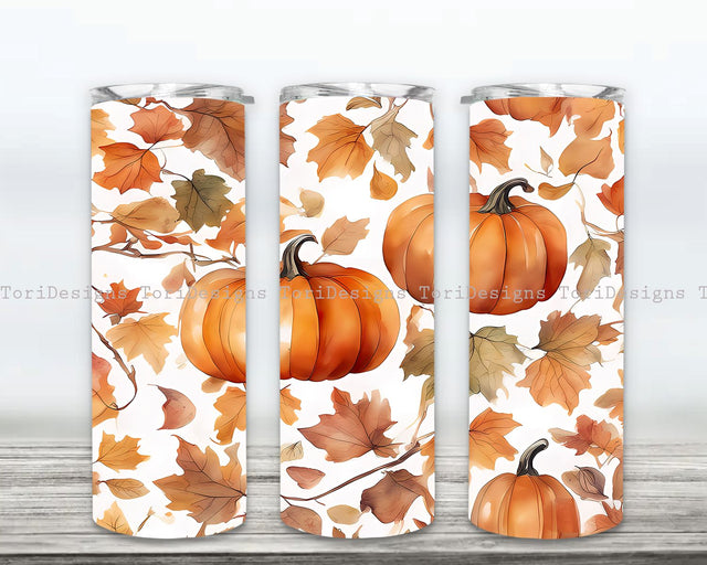 Pumpkin Tumbler Wrap, Pumpkin Tumbler Png, Fall Pumpkin Tumbler, Fall 20 oz Skinny Tumbler, Fall Tumbler Wrap, Autumn Tumbler Sublimation Design Sublimation ToriDesigns 