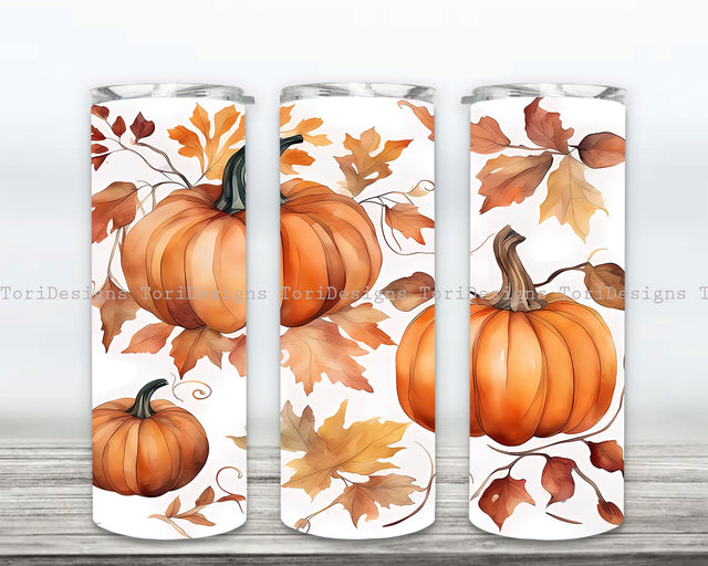 Pumpkin Tumbler Wrap, Pumpkin Tumbler Png, Fall Pumpkin Tumbler, Fall 20 oz Skinny Tumbler, Fall Tumbler Wrap, Autumn Tumbler Sublimation Design Sublimation ToriDesigns 
