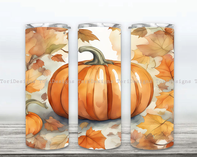 Pumpkin Tumbler Wrap, Pumpkin Tumbler Png, Fall Pumpkin Tumbler, Fall 20 oz Skinny Tumbler, Fall Tumbler Wrap, Autumn Tumbler Sublimation Design Sublimation ToriDesigns 