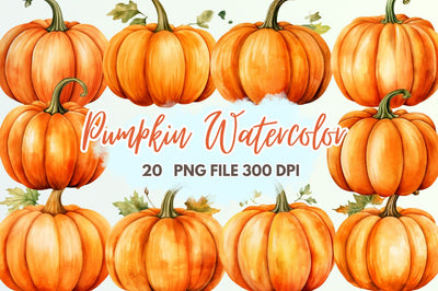 Pumpkin Watercolor Clipart Bundle Sublimation Regulrcrative 