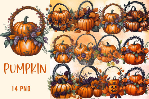 Pumpkin Watercolor Clipart Bundle Sublimation Rupkotha 