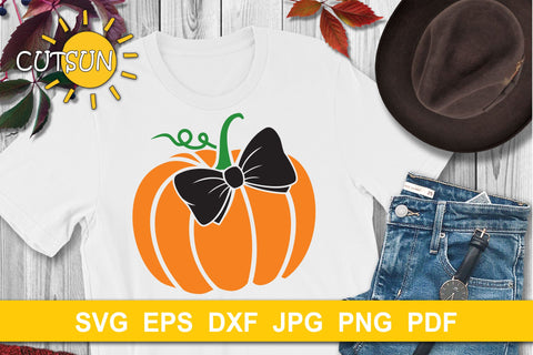 Pumpkin with a Bow SVG | Fall SVG SVG CutsunSVG 