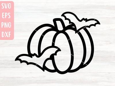 Pumpkin with Bats SVG Cut File for Cricut or Silhouette SVG Apple Grove Designs 