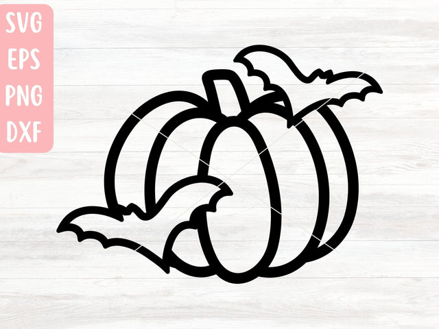 Pumpkin with Bats SVG Cut File for Cricut or Silhouette SVG Apple Grove Designs 