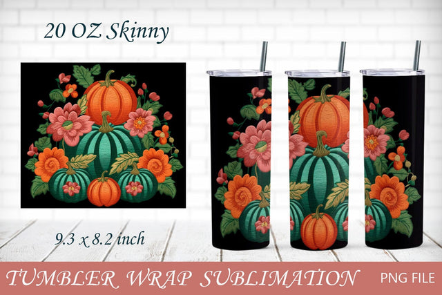 Pumpkin with flowers tumbler wrap, Fall 20 oz tumbler, Autumn sublimation Sublimation AnastasiyaArtDesign 