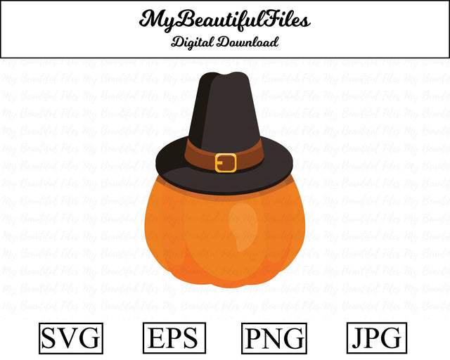 pumpkin with hat - thanksgiving SVG MyBeautifulFiles 