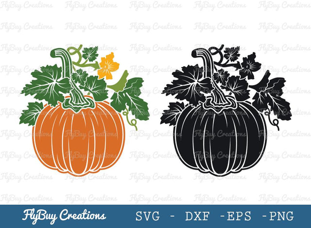 Pumpkin With Leaf Svg Cut File| Pumpkin | Autumn Fall | Thanksgiving | Halloween | Pumpkin Silhouette SVG ETC Craft 