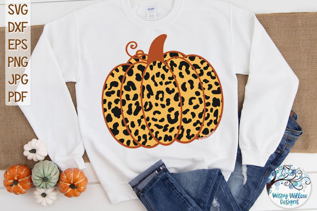 Pumpkin with Leopard Print SVG SVG Wispy Willow Designs 