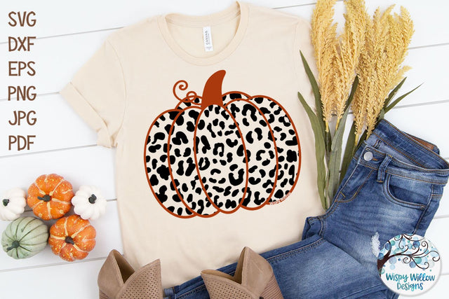 Pumpkin with Leopard Print SVG SVG Wispy Willow Designs 