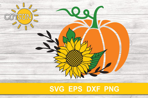 Pumpkin with Sunflower SVG | Floral pumpkin SVG Fall SVG SVG CutsunSVG 