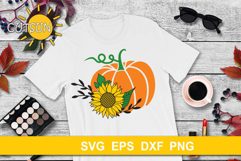 Pumpkin with Sunflower SVG | Floral pumpkin SVG Fall SVG SVG CutsunSVG 