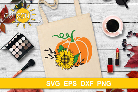 Pumpkin with Sunflower SVG | Floral pumpkin SVG Fall SVG SVG CutsunSVG 