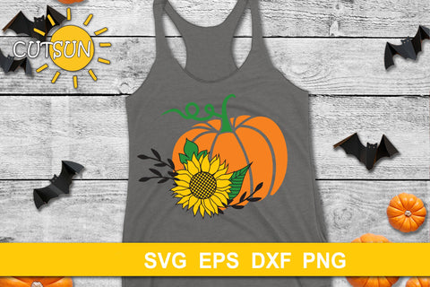 Pumpkin with Sunflower SVG | Floral pumpkin SVG Fall SVG SVG CutsunSVG 