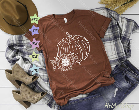 Pumpkin with Sunflower svg, Floral pumpkin svg, Thanksgiving SVG _HelArtShop_ 