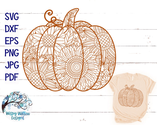 Pumpkin Zentangle SVG | Pumpkin Mandala SVG Cut File SVG Wispy Willow Designs 