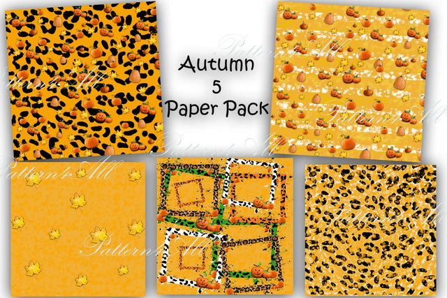 Pumpking Fall Digital Paper, Autumn Design, Fall Design, Pumpkin,Orange Background,Halloween,Thanksgiving,Fall Pumpkin Digital Paper Pack Graphic Digital Pattern ArtStudio 