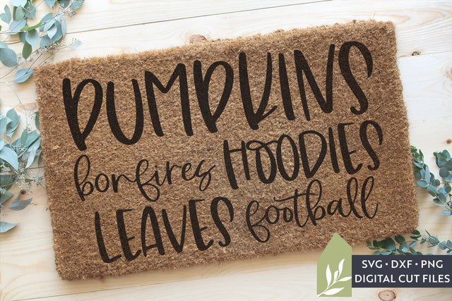 Pumpkins Bonfires Hoodies Leaves Football Doormat SVG Files SVG LilleJuniper 