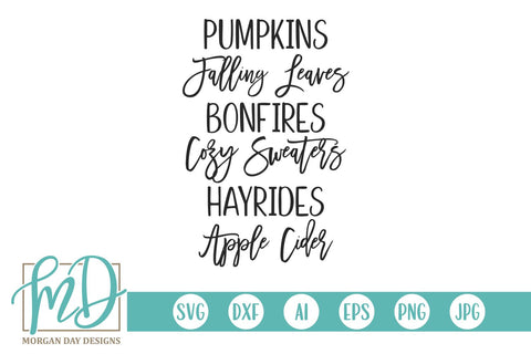 Pumpkins, Falling Leaves, Bonfires SVG Morgan Day Designs 