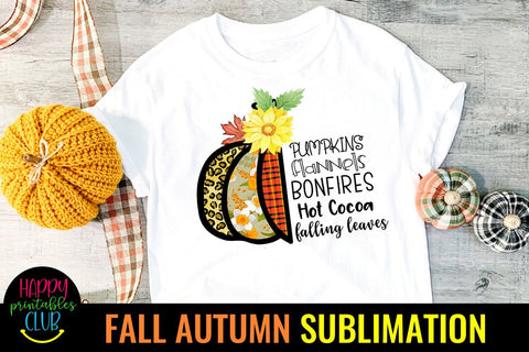 Pumpkins Flannels Bonfires - Fall Autumn Sublimation PNG Sublimation Happy Printables Club 