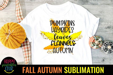 Pumpkins Hayrides Leaves -Fall Autumn Sublimation Ideas PNG Sublimation Happy Printables Club 