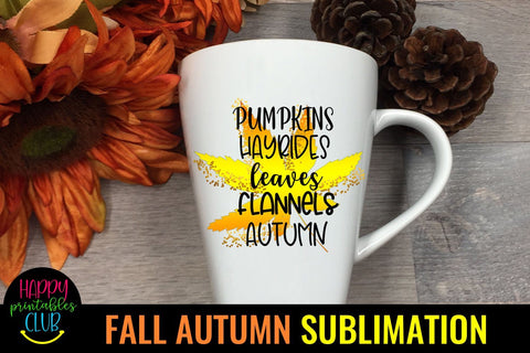 Pumpkins Hayrides Leaves -Fall Autumn Sublimation Ideas PNG Sublimation Happy Printables Club 