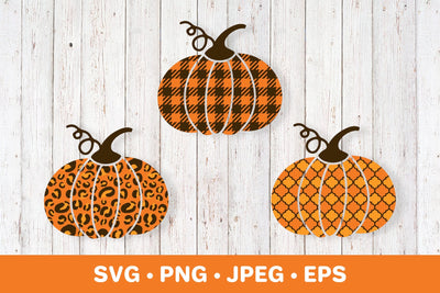 Pumpkins made of buffalo plaid, leopard and arabesque pattern SVG LaBelezoka 