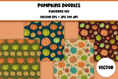 Pumpkins Patterns | Vector Doodles | JPG Digital Papers Pack Digital Pattern AnnaViolet_store 