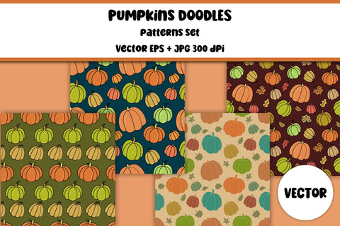 Pumpkins Patterns | Vector Doodles | JPG Digital Papers Pack Digital Pattern AnnaViolet_store 