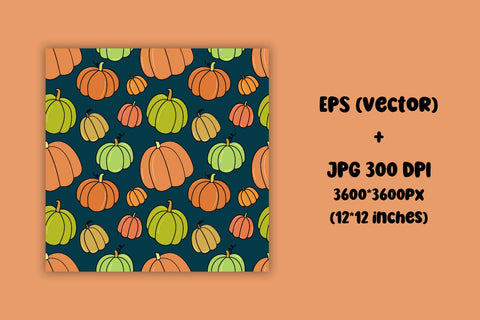 Pumpkins Patterns | Vector Doodles | JPG Digital Papers Pack Digital Pattern AnnaViolet_store 
