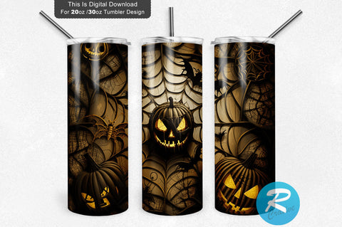 Pumpkins Skeleton Halloween Spider web 20 oz / 30 oz Tumbler PNG Sublimation Regulrcrative 