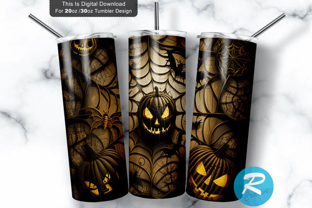 Pumpkins Skeleton Halloween Spider web 20 oz / 30 oz Tumbler PNG Sublimation Regulrcrative 