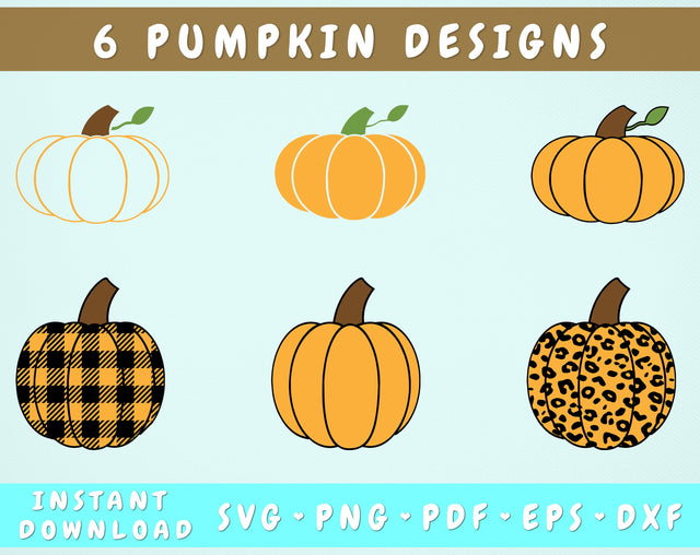 Pumpkins SVG Bundle, 6 Designs, Buffalo Plaid Pumpkin SVG, Leopard Print Pumpkin SVG, Pumpkin SVG Cut Files for Cricut, Pumpkin PNG SVG HappyDesignStudio 