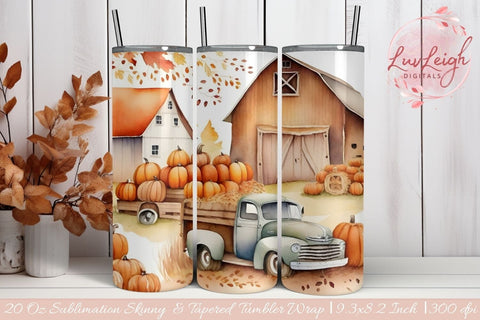 Pumpkins vintage truck tumbler wrap Sublimation Luvleigh Digitals 