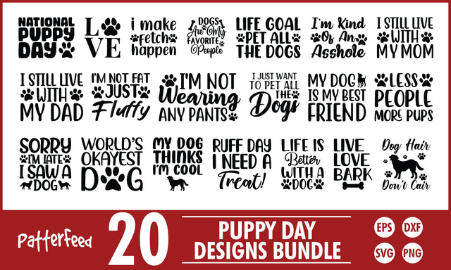 Puppy Day SVG Designs Bundle SVG PatternFeed8 