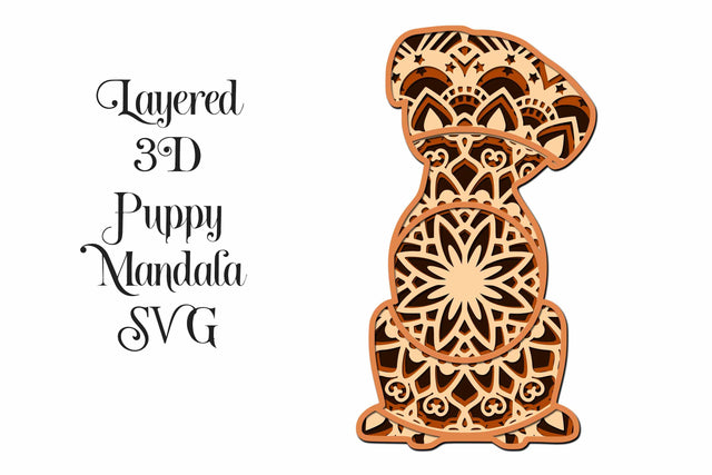 Puppy Dog Layered Mandala SVG for paper cutting, Cricut, Cameo 3D Paper Digital Honeybee 