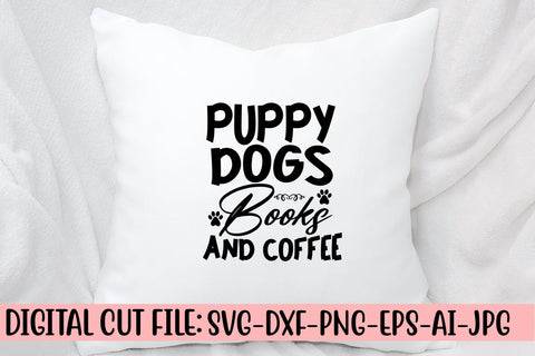 Puppy Dogs Books And Coffee SVG Cut File SVG Syaman 