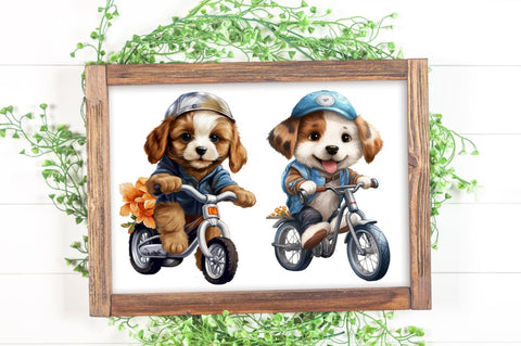 Puppy Riding Bike Sublimation Clipart Sublimation Regulrcrative 