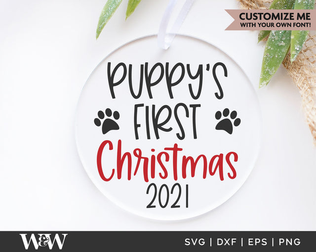 Puppy's First Christmas 2021 SVG | Pets Xmas Ornament SVG SVG Wood And Walt 