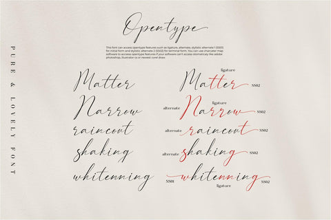 Pure & Lovely - pretty calligraphy Font Javapep 