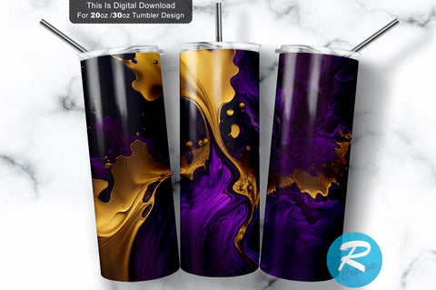 Purple And Gold 20 oz / 30 oz Tumbler PNG Sublimation Regulrcrative 