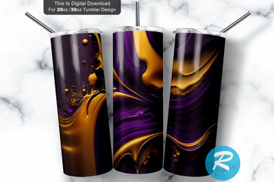 Purple And Gold Abstract 20 oz / 30 oz Tumbler PNG Sublimation Regulrcrative 