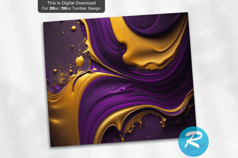 Purple And Gold Abstract 20 oz / 30 oz Tumbler PNG Sublimation Regulrcrative 