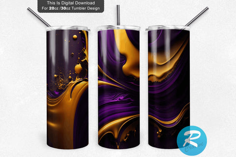 Purple And Gold Abstract 20 oz / 30 oz Tumbler PNG Sublimation Regulrcrative 