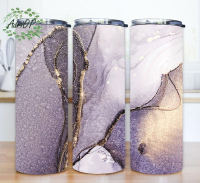 Purple and Gold Glitter Agate 20oz Skinny Tumbler Wraps Sublimation AdriOP 