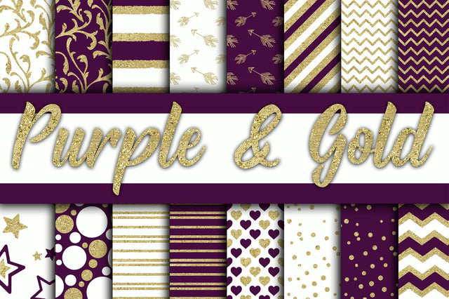Purple and Gold Glitter Digital Paper Sublimation Old Market 