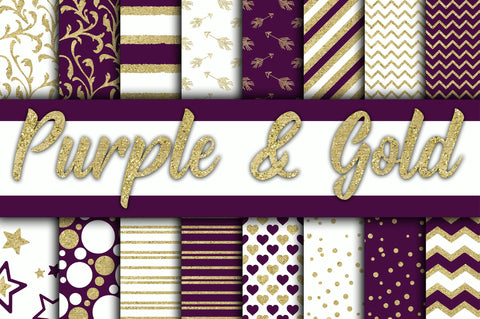 Purple and Gold Glitter Digital Paper Sublimation Old Market 